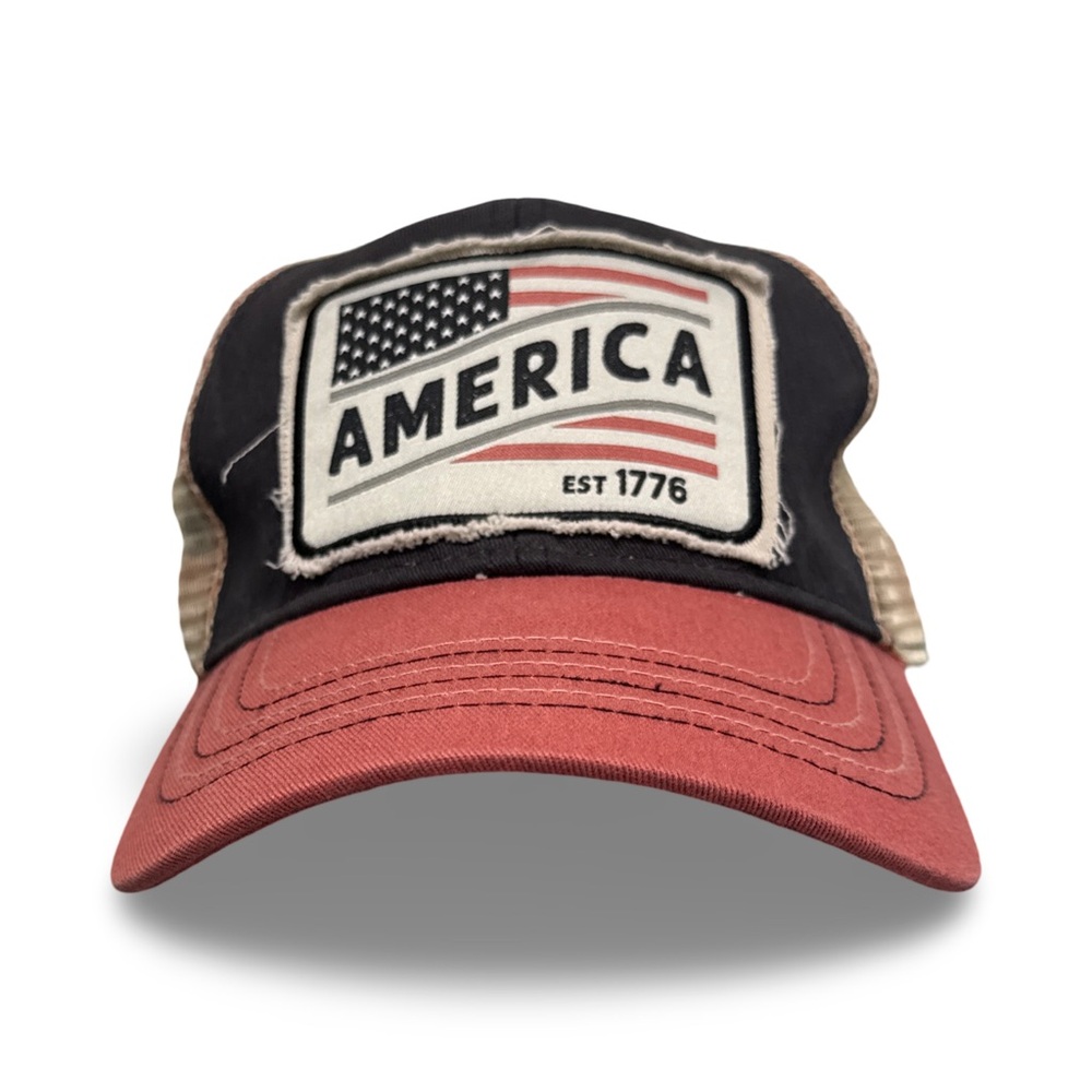 America Flag Patch Trucker Distressed Hat Cap OS